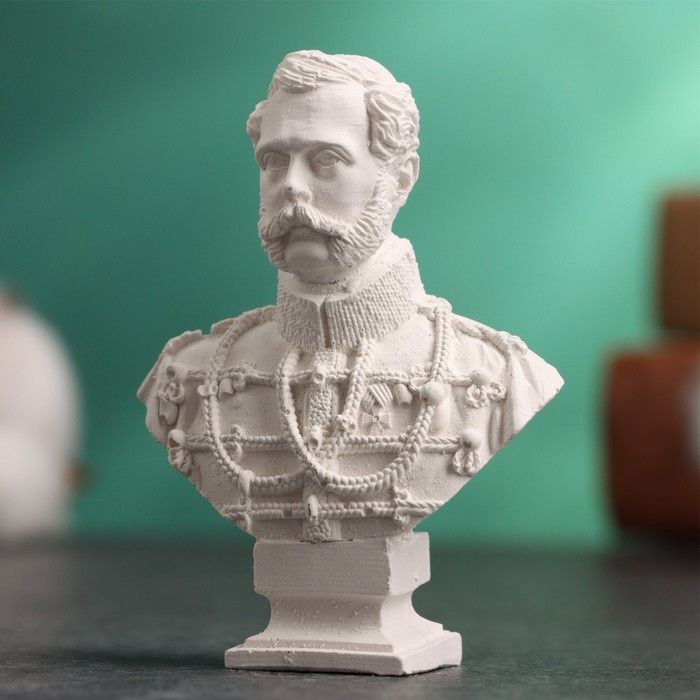 Бюст Бюст "Император Александр II" белый, 4,5х2х6см