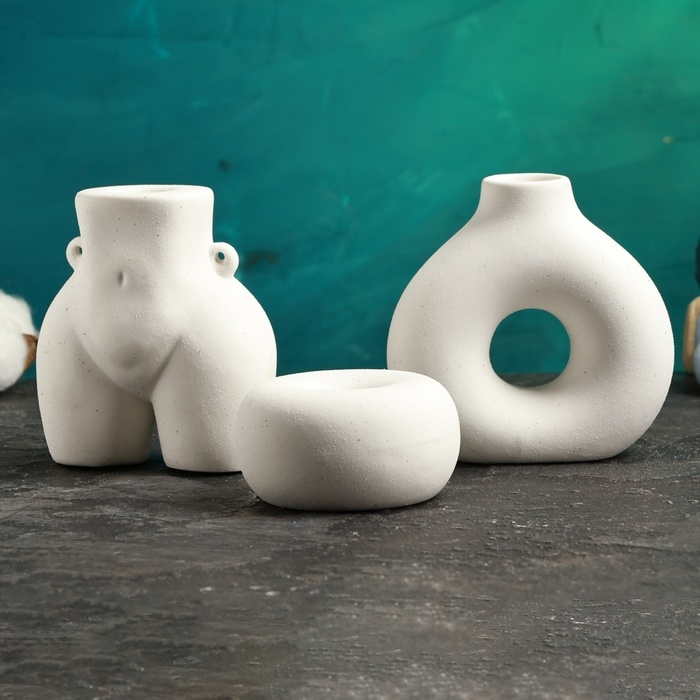 Набор подсвечников Набор подсвечников "Марта, Меланд, Эдвард" белый песок, 3шт/8х10см/10х10см/4х7см