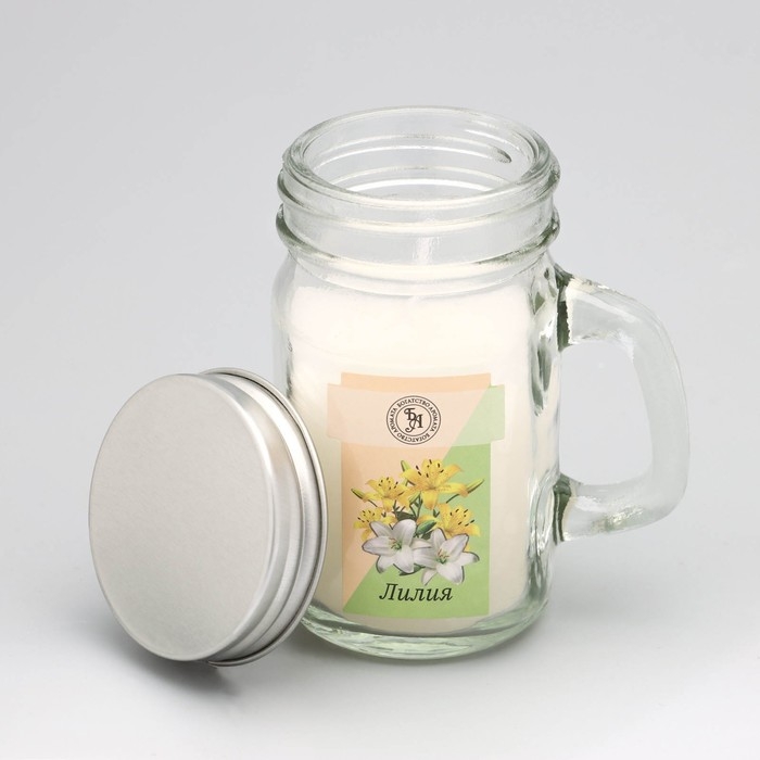 Свеча ароматическая в банке  Свеча ароматическая в банке "Лилия", 7,2 х 8,5 см, 190 г