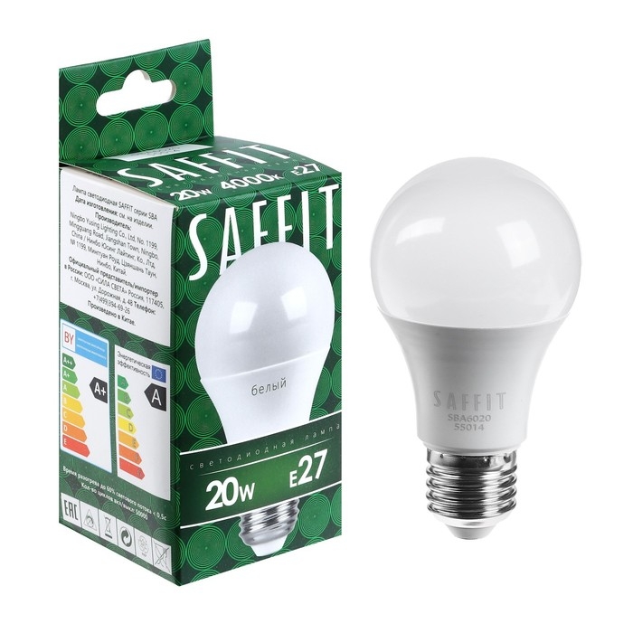 Лампа светодиодная SAFFIT, 20W 230V E27 4000K A60, SBA6020 Лампа светодиодная SAFFIT, 20W 230V E27 4000K A60, SBA6020