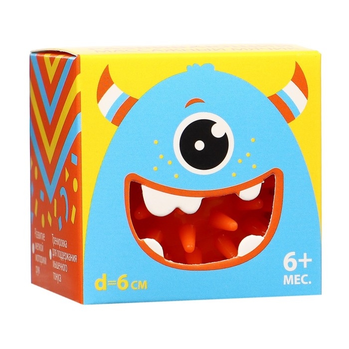 Развивающий массажный мячик «Монстрик», диаметр 6 см, цвет оранжевый, Крошка Я Развивающий массажный мячик «Монстрик», диаметр 6 см, цвет оранжевый, Крошка Я