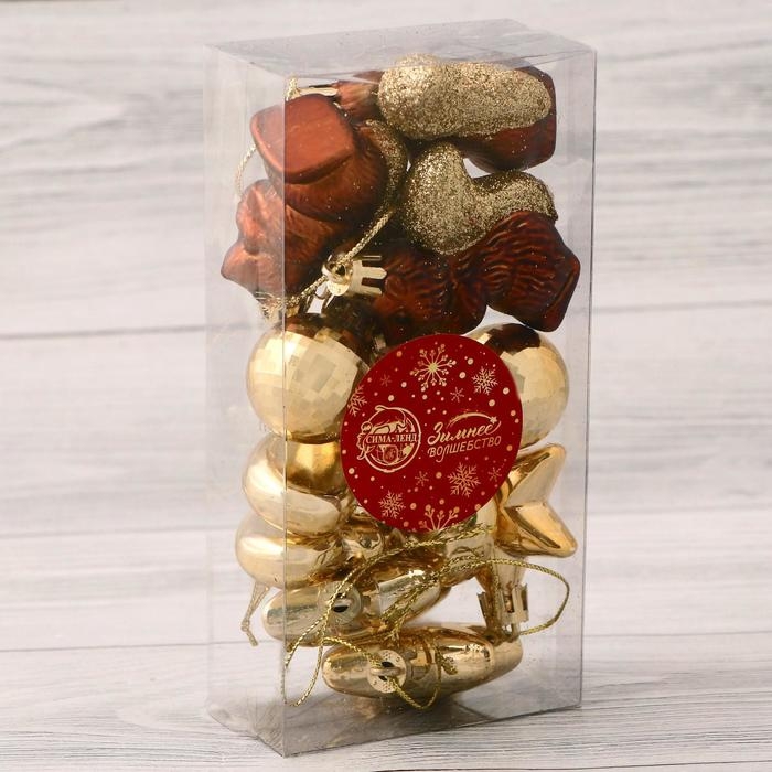 Набор украшений пластик 12 шт Набор украшений пластик 12 шт "Диско новый год" золото коричневый