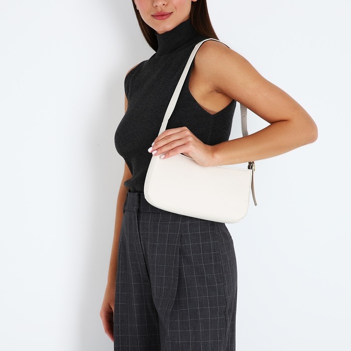 Сумка-багет на молнии, цвет белый Сумка-багет на молнии, цвет белый