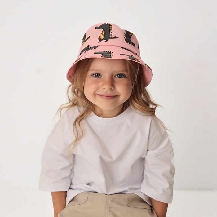 Панама детская MINAKU "Крокодилы", цвет розовый, р-р 52-54