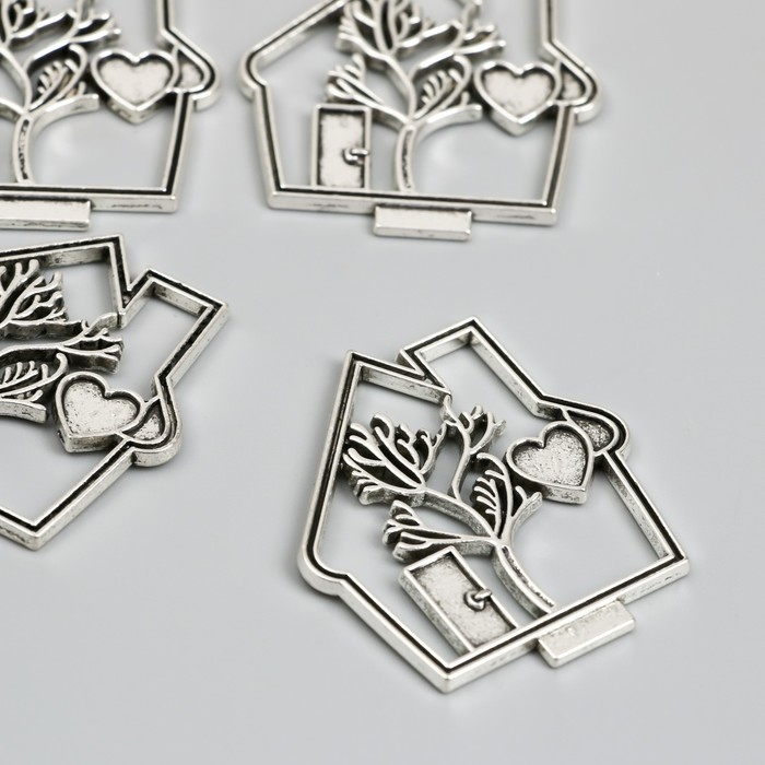 Декор для творчества металл Декор для творчества металл "Дом любви" серебро 4,2х3,9 см