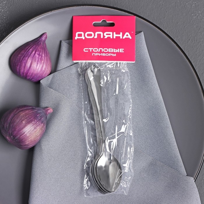 Набор чайных ложек Доляна «Капля», 15 см, 6 шт, цвет серебряный Набор чайных ложек Доляна «Капля», 15 см, 6 шт, цвет серебряный