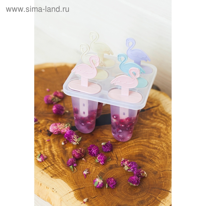 Форма для мороженого «Фламинго», 12,5×11,5×14,5 см, 6 ячеек, цвет прозрачный Форма для мороженого «Фламинго», 12,5×11,5×14,5 см, 6 ячеек, цвет прозрачный