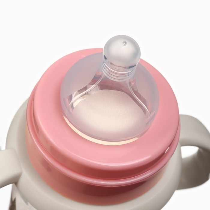 Бутылочка для кормления Ø50мм ШГ, «Звезды», 330мл, +3мес., цвет розовый, ручки молочные