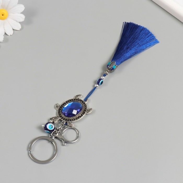 Брелок с карабином от сглаза металл Брелок с карабином от сглаза металл "Черепаха с кисточкой 16 см