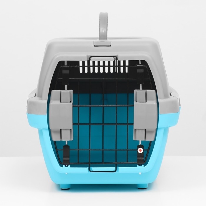 Переноска пластиковая  Переноска пластиковая "Неон" 48х32х29,5 см, вес животного до 12 кг, серо-голубая