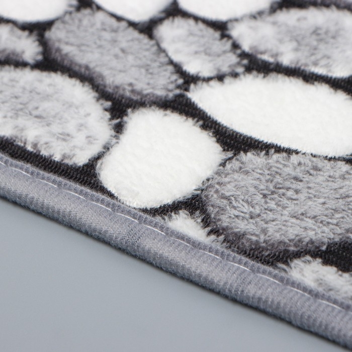 Набор ковриков для ванной и туалета Доляна «Галька», 2 шт, 40×49 см, 50×80 см