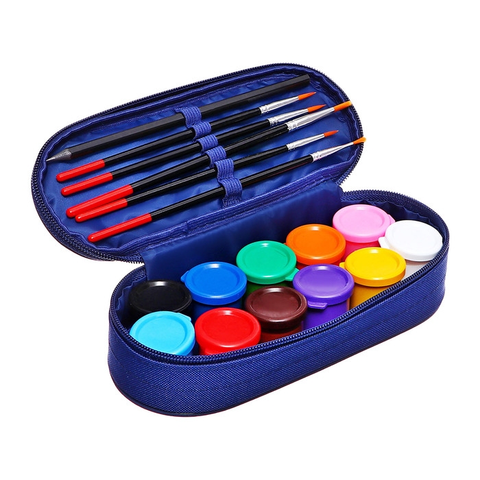 Пенал мягкий, 1 отделение, 95 х 205 х 45 мм, футляр, с наполнением 17 предметов, гуашь 11 цветов, Calligrata Пенал мягкий, 1 отделение, 95 х 205 х 45 мм, футляр, с наполнением 17 предметов, гуашь 11 цветов, Calligrata "Ракета карандаши"