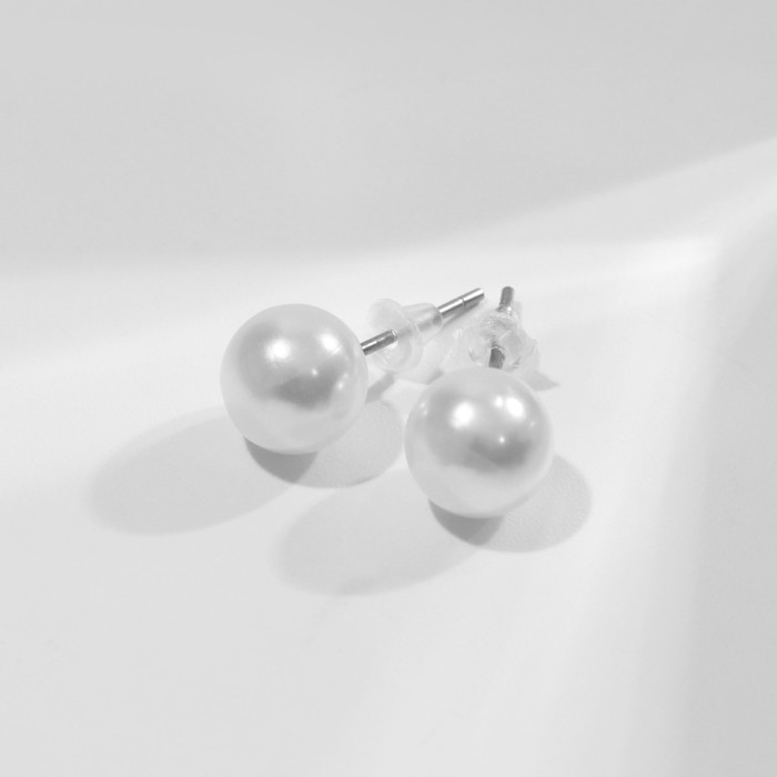 Пусеты набор 15 пар «Жемчужинки» бусинки d=8 мм, цвет белый в серебре Пусеты набор 15 пар «Жемчужинки» бусинки d=8 мм, цвет белый в серебре