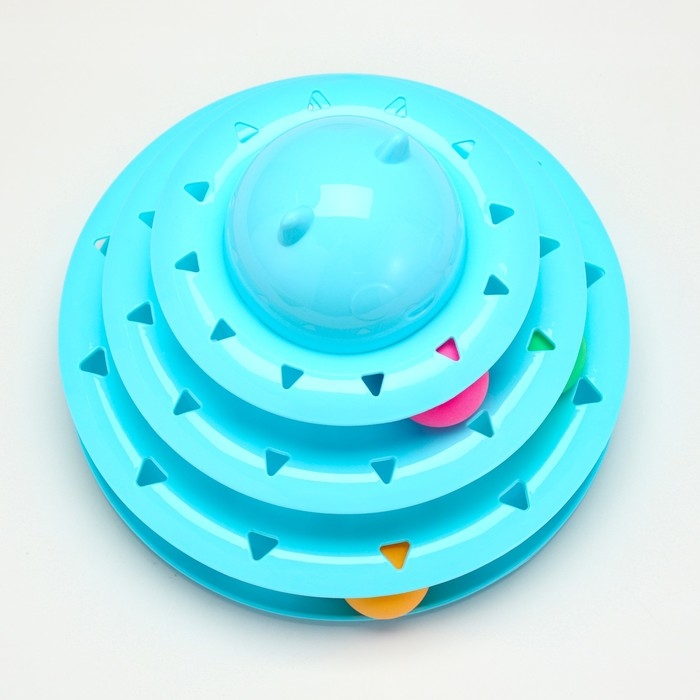 Игровой комплекс  Игровой комплекс "Пижон" для кошек с 3 шариками, 24,5 х 24,5 х 13 см, голубой