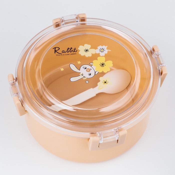 Ланч бокс с отделениями для еды, контейнер для еды "Зайка" , 1.1 л, 17,5 х 17,5 х 8 см