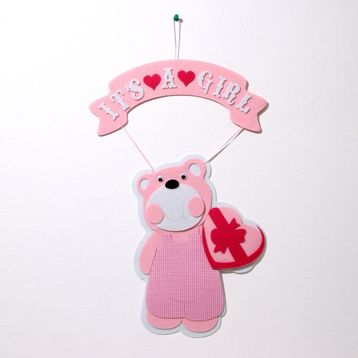 Декоративное украшение (подвеска)  Декоративное украшение (подвеска) "Мишка IT'S A GIRL" 30,5х30,5х49 см, розовый