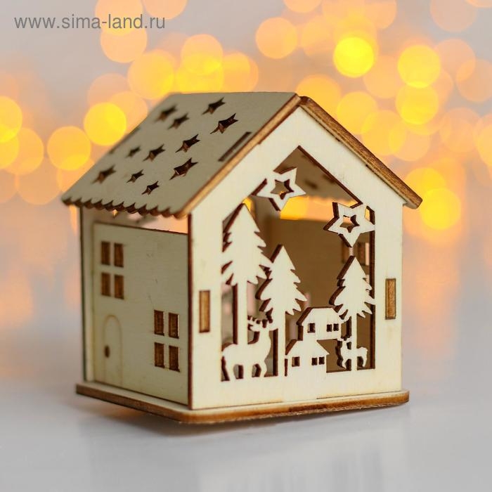 Новогодний декор «Домик», с подсветкой 7 × 6 × 5 см, МИКС Новогодний декор «Домик», с подсветкой 7 × 6 × 5 см, МИКС