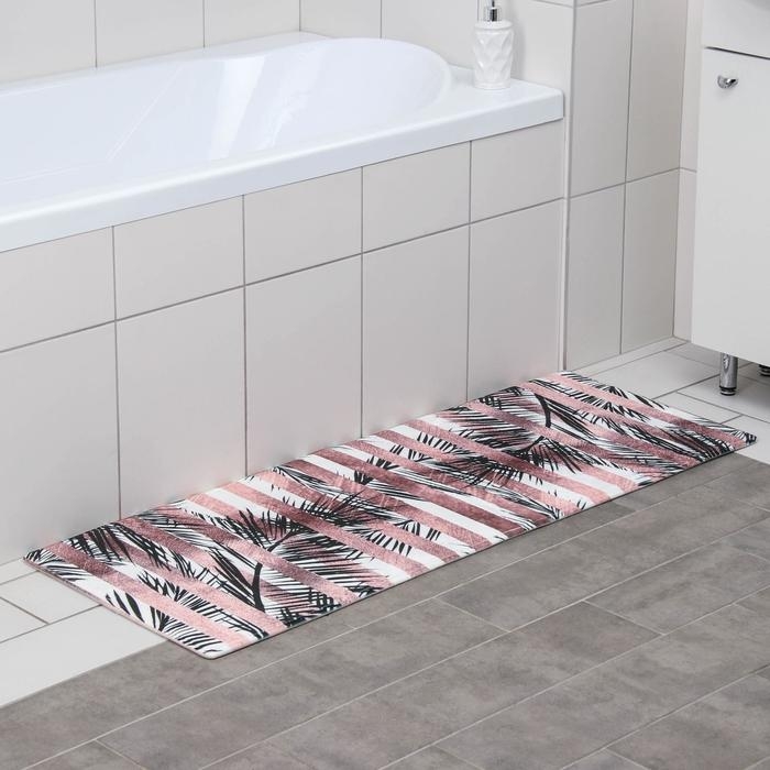 Коврик для ванной Доляна «Тень», 45×120 см, цвет чёрно-бежевый Коврик для ванной Доляна «Тень», 45×120 см, цвет чёрно-бежевый