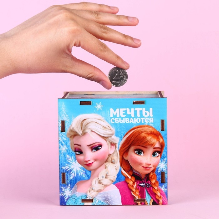 Копилка деревянная с цифрами, 12х12х8.6 см, Холодное сердце Копилка деревянная с цифрами, 12х12х8.6 см, Холодное сердце