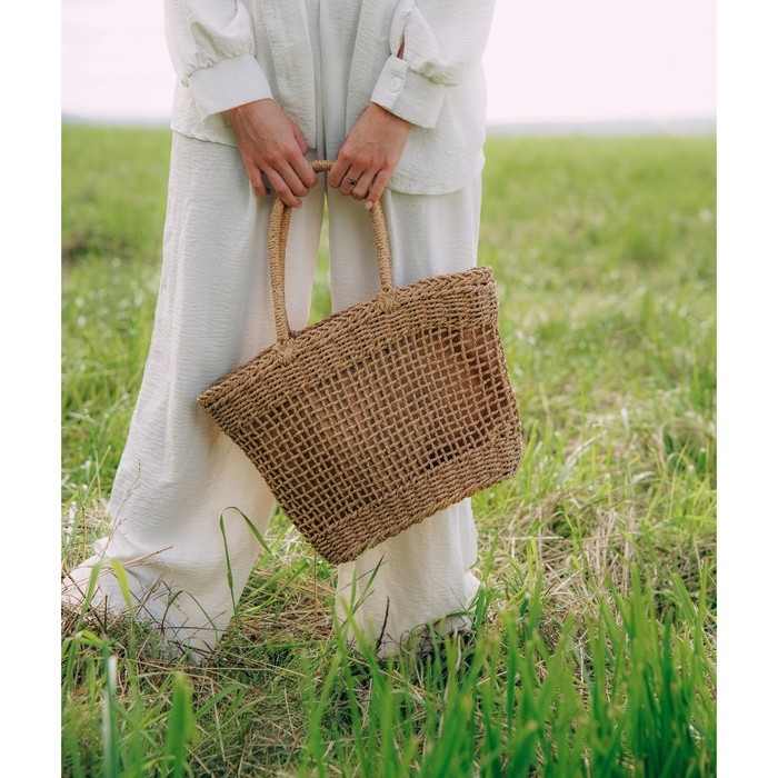 Сумка женская SL Home, ручное плетение, хлопок, длина ручек 18,5 см, 40×27 см Сумка женская SL Home, ручное плетение, хлопок, длина ручек 18,5 см, 40×27 см