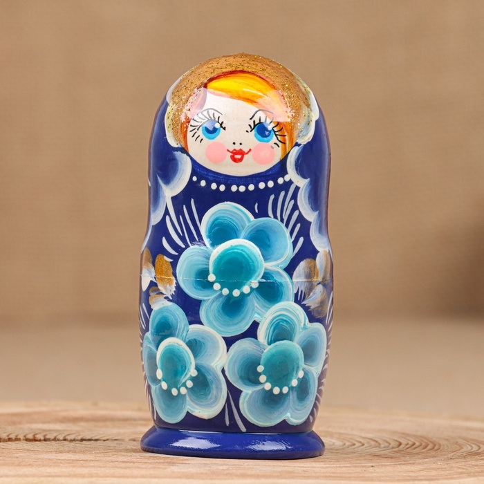 Матрёшка  Матрёшка "Клава", голубое платье, 5-кукольная, 12 см