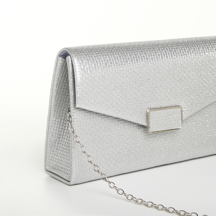 Сумка-клатч на магните, цвет серебряный