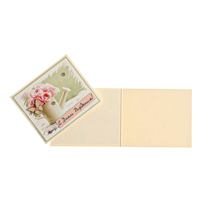 Открытка Открытка "С Днём Рождения!" ручная работа, розовые розы, 8 х 9 см