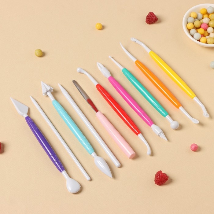 Набор для моделирования кондитерских украшений Доляна, 10 шт, цвет МИКС Набор для моделирования кондитерских украшений Доляна, 10 шт, цвет МИКС
