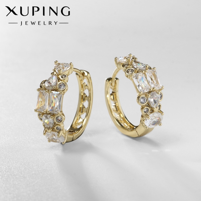 Серьги-кольца XUPING императрица, яркие, цвет белый золоте Серьги-кольца XUPING императрица, яркие, цвет белый золоте