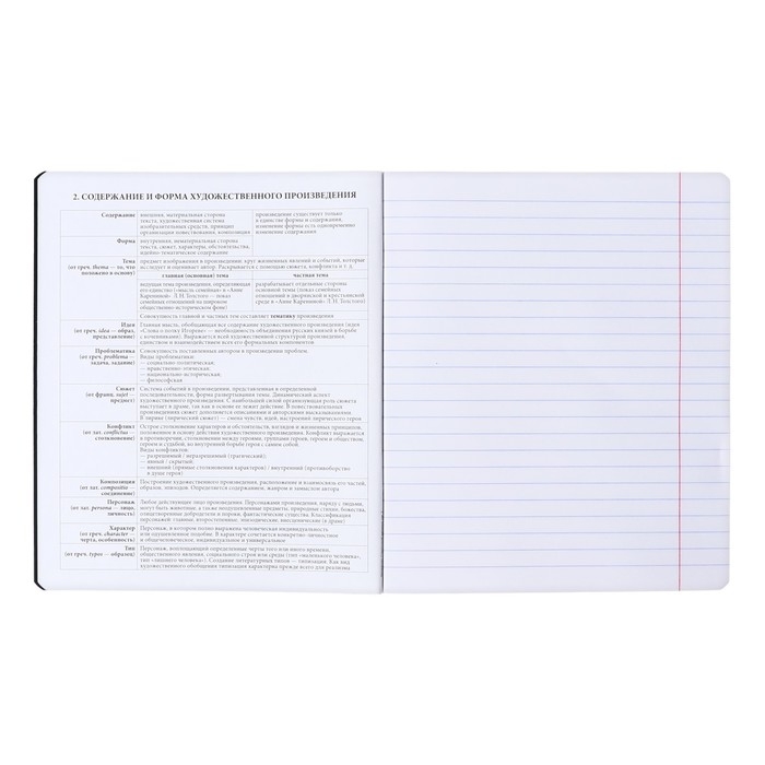 Тетрадь предметная ЛИТЕРАТУРА, 48 листов в линейку, ErichKrause "Зри в корень", пластиковая обложка, шелкография, блок офсет 100% белизна, инфо-блок