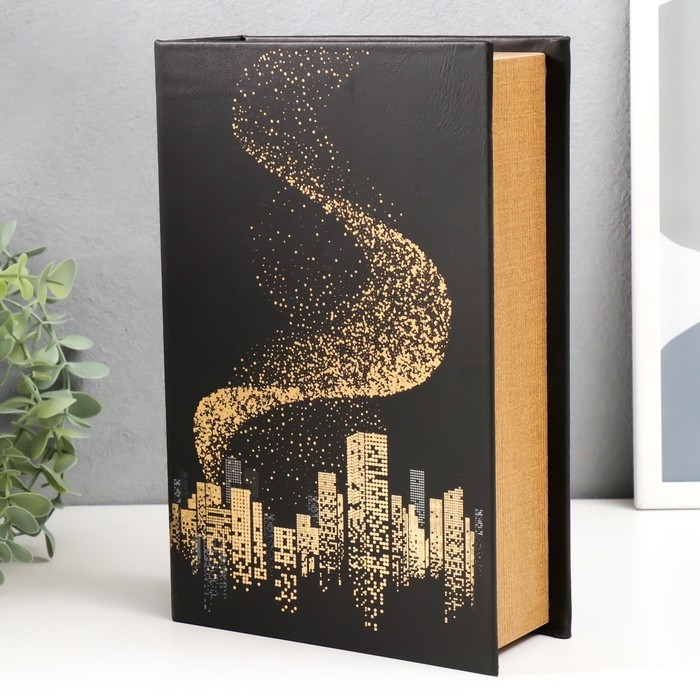 Сейф-книга дерево кожзам  Сейф-книга дерево кожзам "Город в ночных огнях. Золото" 27х18х7 см