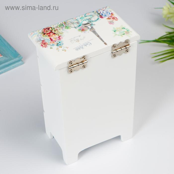 Шкатулка дерево комод 2 ящика  Шкатулка дерево комод 2 ящика "Эйфелева башня и суккуленты" 18,5х7,5х11,8 см