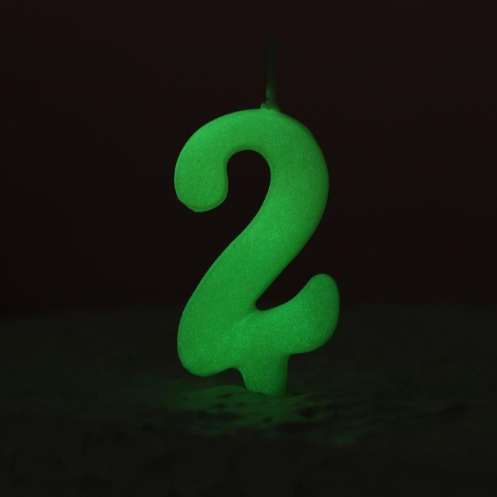 Свеча для торта цифра Свеча для торта цифра "Люминесцентная", 5,5 см, цифра "2"