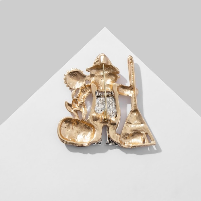 Брошь «Чучело» с тыквой, цветная в чернёном золоте Брошь «Чучело» с тыквой, цветная в чернёном золоте