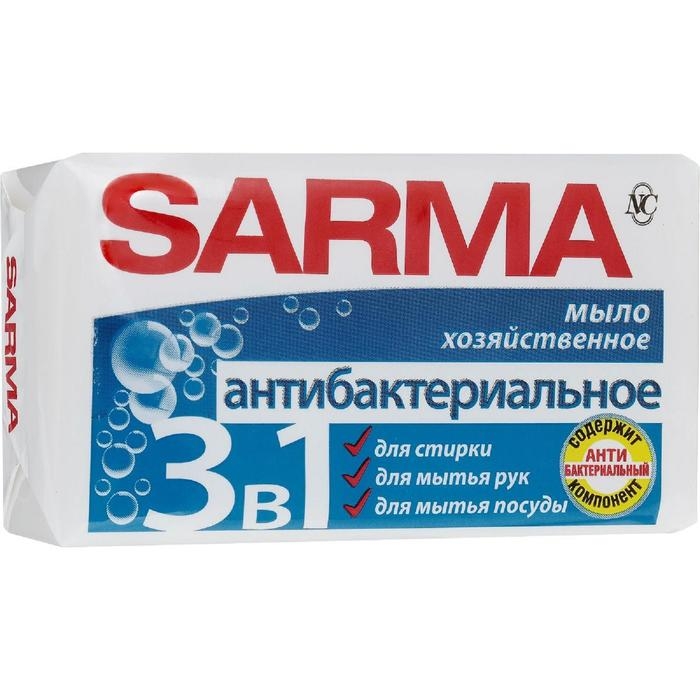 Мыло хозяйственное Sarma 3 в 1 «Антибактериальное», 140 г Мыло хозяйственное Sarma 3 в 1 «Антибактериальное», 140 г