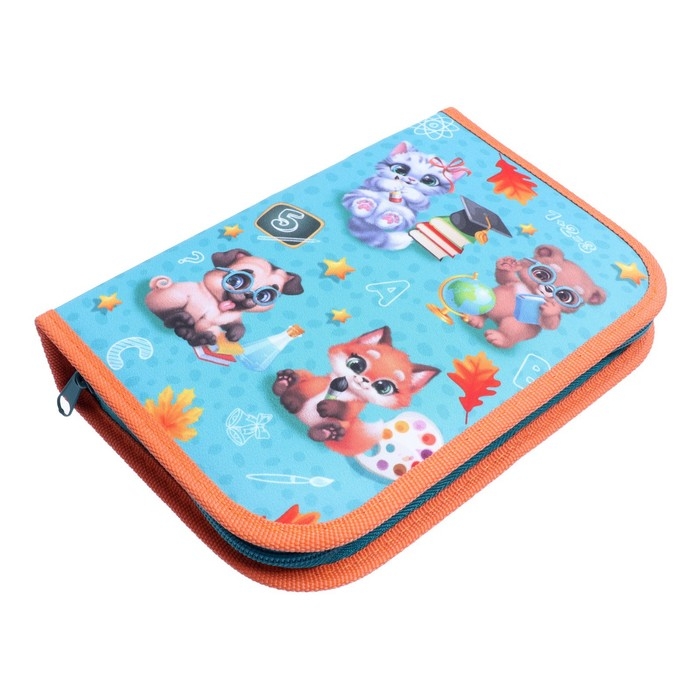 Пенал 3 секции, вкладка внутри, 140 х 210 х 40 мм, тканевый, Calligrata TOP Block Пенал 3 секции, вкладка внутри, 140 х 210 х 40 мм, тканевый, Calligrata TOP Block "Зверята"