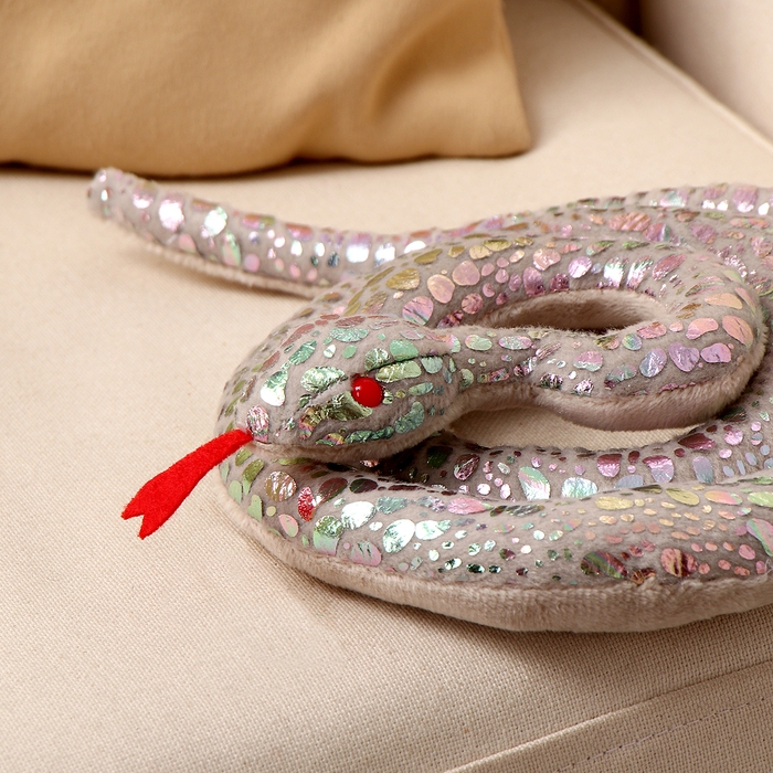 Мягкая игрушка «Змея», 80 см, цвет серебро Мягкая игрушка «Змея», 80 см, цвет серебро