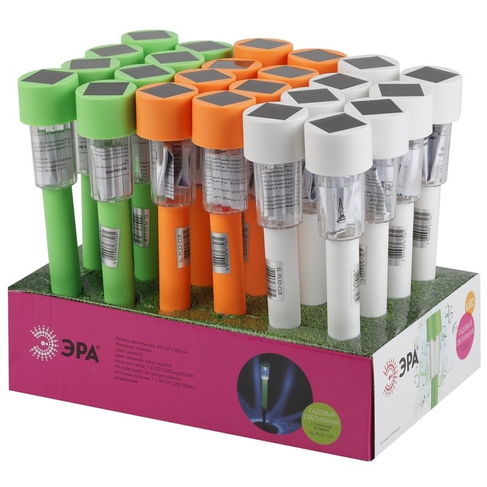 Светильник садовый Эра на солнечной батарее LED, IP54, цветной Светильник садовый Эра на солнечной батарее LED, IP54, цветной