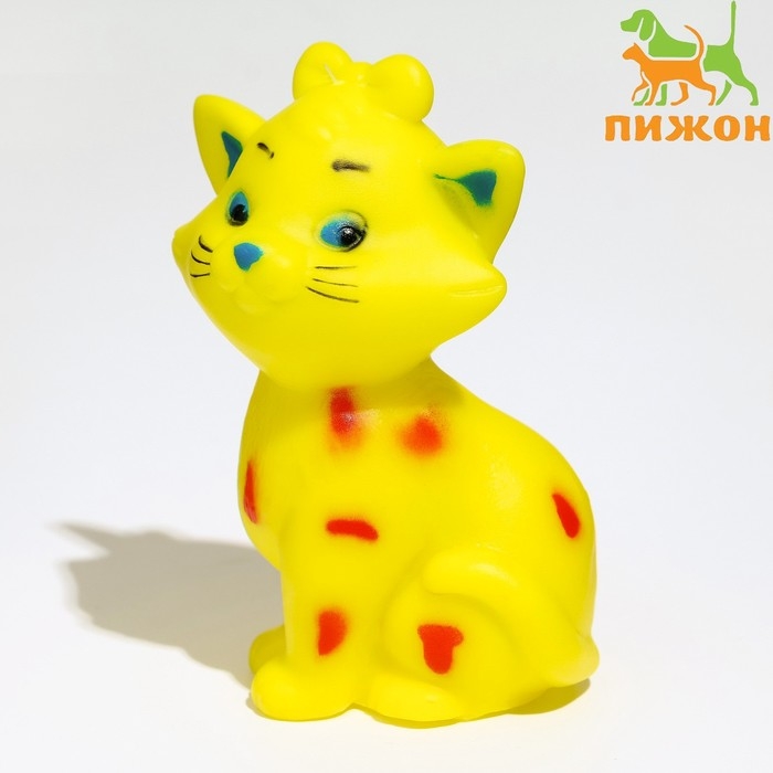 Игрушка пищащая Игрушка пищащая "Кошечка" для собак, 10 см, жёлтая