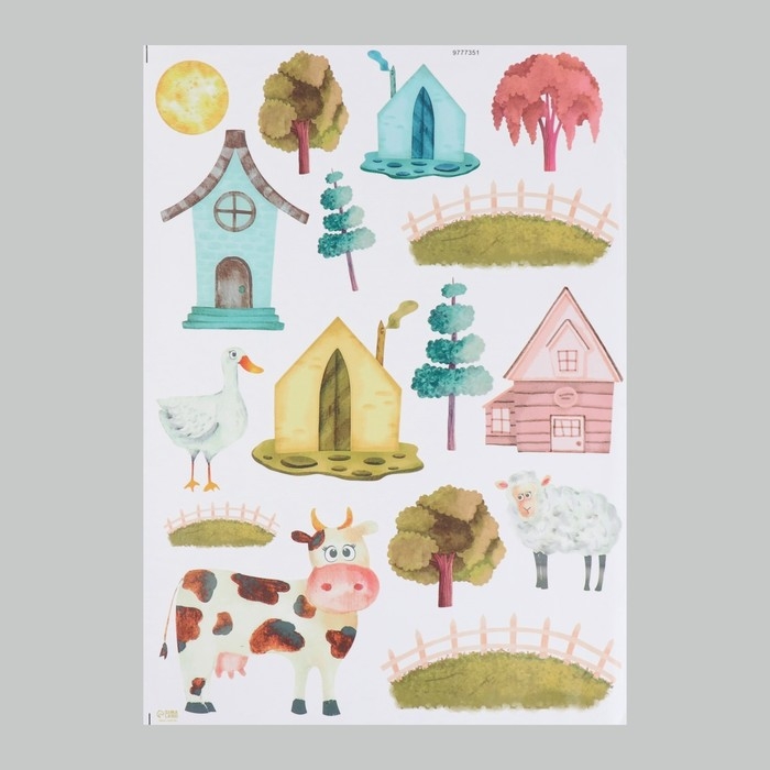 Наклейка интерьерная цветная Наклейка интерьерная цветная "Домик в деревне" 50х70 см