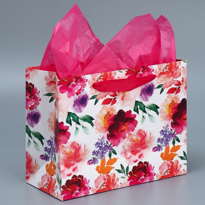 Пакет подарочный ламинированный с тишью, упаковка, «Счастье», MS 23 х 18 х 10 см