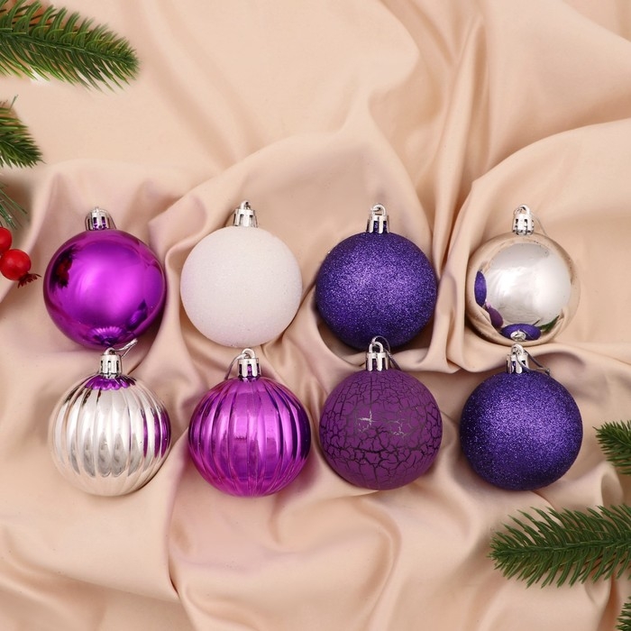 Набор шаров пластик d-6 см, 8 шт Набор шаров пластик d-6 см, 8 шт "Джина" микс