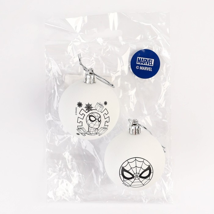Набор ёлочных шаров под раскраску, 2 штуки, 5.5 см, Человек паук Набор ёлочных шаров под раскраску, 2 штуки, 5.5 см, Человек паук