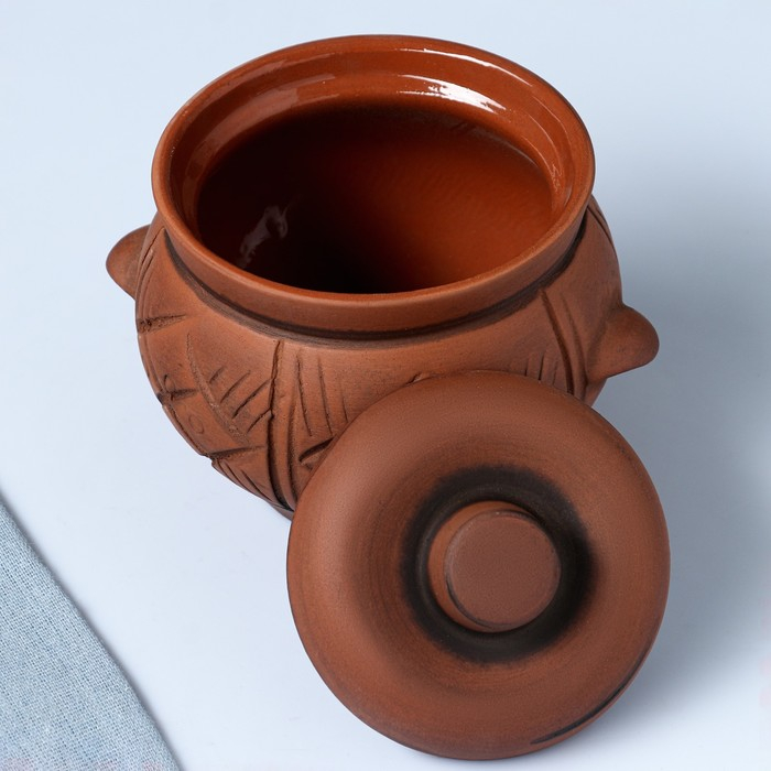 Горшок керамический для запекания  Горшок керамический для запекания "Кунгурский" с ручками, молочение / 0,65л