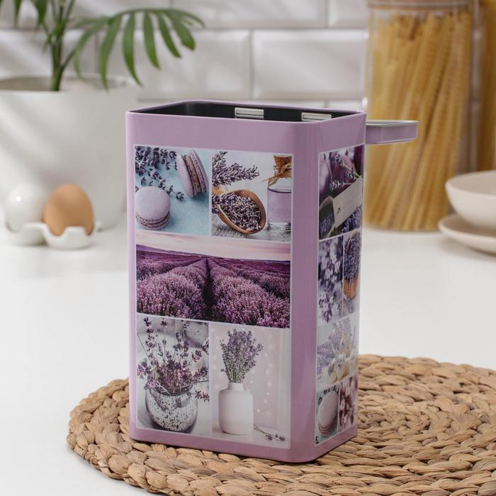 Банка с крышкой для сыпучих продуктов «Лаванда», 2,7 л, прямоугольная, 13,5×9,5 см, цвет и рисунок МИКС