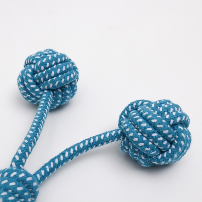 Игрушка канатная с ручкой и мячами Игрушка канатная с ручкой и мячами "Дуэт", до 35 см, до 180 г, голубая/белая
