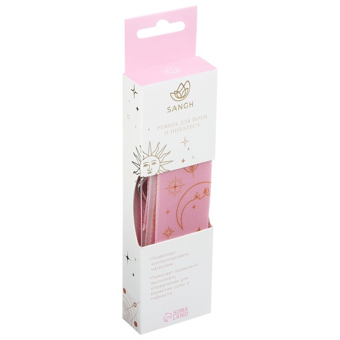 Ремень для йоги Sangh Sun, 180х4 см, цвет розовый Ремень для йоги Sangh Sun, 180х4 см, цвет розовый