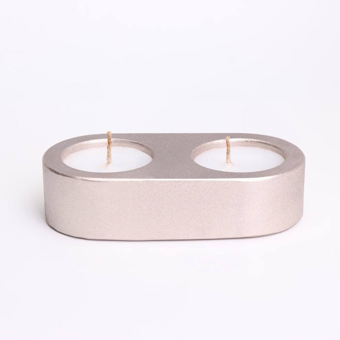 Свечи  Свечи "Мрамор" в овальном подсвечнике из гипса,12х6х3см, шампань