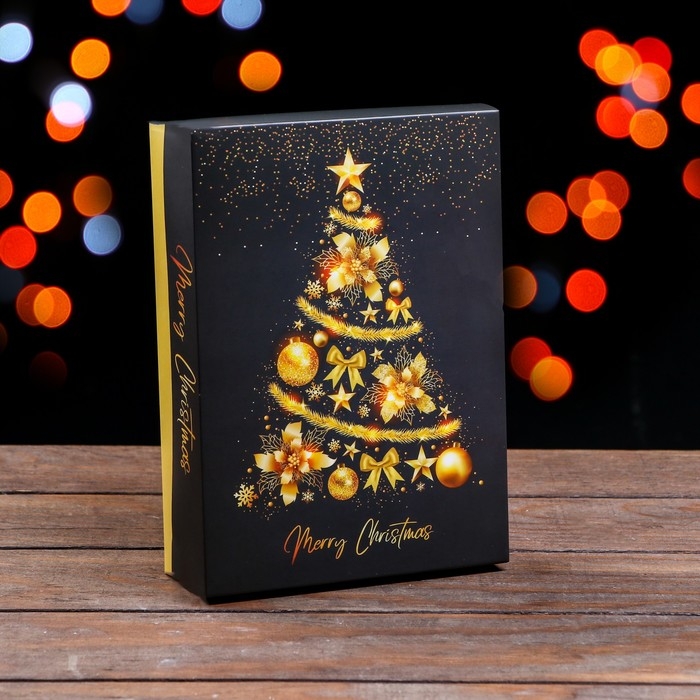 Новый год. Коробка подарочная новогодняя складная, Новый год. Коробка подарочная новогодняя складная, "Ёлка желаний", 21 х 15 х 5,7 см