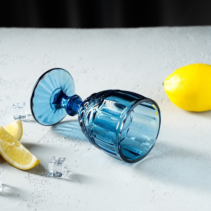 Бокал для вина стеклянный Magistro «Ла-Манш», 250 мл, 8×15,5 см, цвет синий Бокал для вина стеклянный Magistro «Ла-Манш», 250 мл, 8×15,5 см, цвет синий